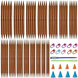 Stricknadel Bambus Set 15 Größen (75 STK.) Nadelspiel Set,Stricknadeln für...