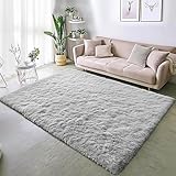 BSGIFT Hochflor Teppich Flauschig Grau 80x150 - Rutschfester Teppich für...