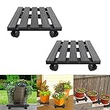YRHome 2er WPC Pflanzenroller Eckig 30x30cm Tragkraft 100kg Blumenroller...
