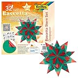 folia 325/1515 - Bastelset Bascetta Stern Duo hochrot/grün, 32 Blatt, 15 x 15...