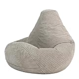 Icon Dalton Sitzsack Kinder, Beige, Flauschiger Cord Stoff, Sitzsack Cord mit...