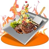 4mm Plancha Grillplatte, 30×40cm, Auslaufsicheres Design Plancha Grill. Mit 2...