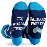 Lustige Socken Geschenke für Männer Herren Damen, ICH WÜRDE LIEBER FAHRRAD...