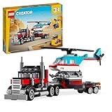 LEGO Creator 3in1 Tieflader mit Hubschrauber, Fahrzeuge-Set mit Helikopter- und...
