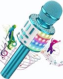Karaoke Mikrofon, Drahtloses Bluetooth Mikrofon Kinder mit LED, Tragbares...