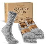 6 Paar Norweger Socken Herren Damen Wintersocken warme Wollsocken 70301T (Grau...