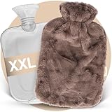 Sefya XXL Wärmflasche mit Bezug - Wärmflasche Lang Grau mit Reißverschluss,...