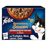 FELIX Sensations Saucen Katzenfutter nass, Sorten-Mix, 6er Pack (6 x 12 Beutel...