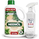 Natürliches Neemöl mit Emulgator 1200 ml – inkl. Sprühflasche & Messbecher...