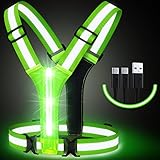 Simket Laufweste Reflektorweste Warnweste, LED Wiederaufladbare USB Lauflicht,...