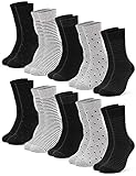 Occulto Damen Muster Socken 10 Paar (Modell: Michaela) Schwarz 39-42