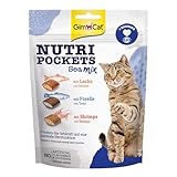 GimCat Nutri Pockets Sea Mix - Knuspriger Katzensnack mit cremiger Füllung und...