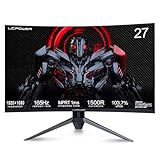 LC-POWER 27 Zoll Curved Gaming Monitor 165Hz 1ms HDR, Full HD 1080P, Rahmenloses...