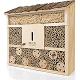 WILDLIFE FRIEND I Bienenhotel Insektenhotel 29.5 x 28 x 10 cm mit Holz-Dach -...