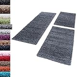 Carpettex Bettumrandung Schlafzimmer 3teilig Shaggy Teppich Hochflor Einfarbig...