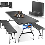 KESSER® Bierzeltgarnitur 3-teilig Set Tisch + 2X Bank, für drinnen - draußen...