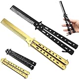 Schmetterlings-Kamm 2-teilig - Faltbarer Edelstahl-Butterfly-Taschenkamm,...