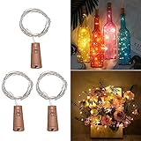 Akynite Korken LED Flaschenlicht Warmweiß mit Batterie, 20 LEDs 2M Lichterkette...