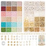 RUBY 3mm Perlen für Armbänder, 24 Bunte Morandi Glasperlen zum Auffädeln,...