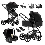 Reenborn Kinderwagen 3 in 1, Buggy mit Zwei Umkehrbaren Schiebemodi, Kinderwagen...