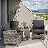 EROMMY 5-teiliges Gartenmöbel-Set, Rattan Balkonmöbel Set mit Kaffeetisch, 2...