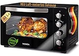 Minibackofen 45 Liter mit Glasfront und 2.000 Watt | Mini Backofen mit Umluft,...