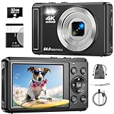 4K 64MP Digitalkamera mit 32 GB TF-Karte, Autofokus Fotoapparat mit 16X...