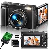 Digitalkamera 4K, 48MP 16X Autofokus Digitalzoom Kamera, 3 Zoll 180° Klappbarer...