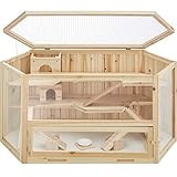 tectake 403227 Hamsterkäfig aus Holz mit Zubehör, mehrere Etagen,...