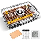 CIGARLOONG Zigarren-Humidor, eingebautes Regal aus Zedernholz mit Hygrometer und...