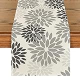 Artoid Mode Blumen Grau Dahlien Herbst Tischläufer, Saisonnal Sommer Küche...