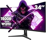 CRUA 34 Zoll UltraWide Curved Gaming Monitor, WQHD 3440x1440, 165Hz, 1ms VRB,...