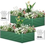 YITAHOME 2er-Set Hochbeet Metall 240x120x58cm, Hochbeete-Kit aus Verdicktem...