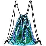 LUOEM Pailletten Tasche Rucksack Sport Tasche Dance Kordelzugbeutel (grün)