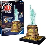 Ravensburger 3D Puzzle Freiheitsstatue bei Nacht 12596 - Das berühmte Bauwerk...