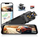 Vtopek 4K Dashcam WiFi Dash Cam Auto Vorne Hinten 10-Zoll Spiegel Dashcam mit...