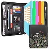 Leathario Schreibmappe A4 mit 5er Register DIN A4，Konferenzmappe mit 4...