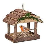 Relaxdays Vogelfutterhaus Holz, zum Aufhängen, HBT: 19 x 22 x 16,5 cm, Garten,...