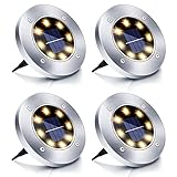 Boadw Solar Bodenleuchten, 4 Stück LED Solar Gartenleuchte IP65 Solarleuchte...