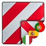 Warntafel 2in1 für Italien Spanien und Portugal Aluminium 50x50 cm weiß-rot...
