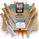 HOLZWURM Profi Stechbeitel-Satz für Holz, Stemmeisen-Set mit Schleifstein, 6...