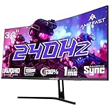 Amzfast Curved Gaming Monitor 34 Zoll, 240Hz, UltraWide QHD(3440x1440), 21:9,...