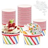 Bakiauli 50 Stück Eisbecher 125ml, Dessertbecher mit Löffel, Papier...