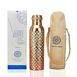 FURNISHFUL FINESSE 32 oz Flasche aus reinem Kupfer mit Tragetaschen, 1 Liter...