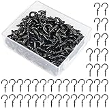 120 Stück Schraubhaken Schwarz, Schraubhaken Edelstahl, 1/2 Zoll Cup...