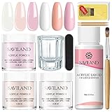 SAVILAND Acryl Nagelset Starterset: 3 Farben Acryl Pulver Klar Rosa Nudes 30ml...