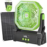 Solar Camping Ventilator mit 10W Solarpanel & Licht, Ventilator Akku...