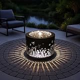 Gartenbrunnen mit LED Beleuchtung aus Metall runder Springbrunnen Wasserspiel...