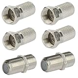 4X F-Stecker 7mm + 2X F-Verbinder Sat Kupplung Buchse/Buchse