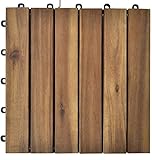 11x Terrassenfliesen Balkonfliesen Bodenfliesen Akazien-Holzfliesen 30 x 30 cm,...